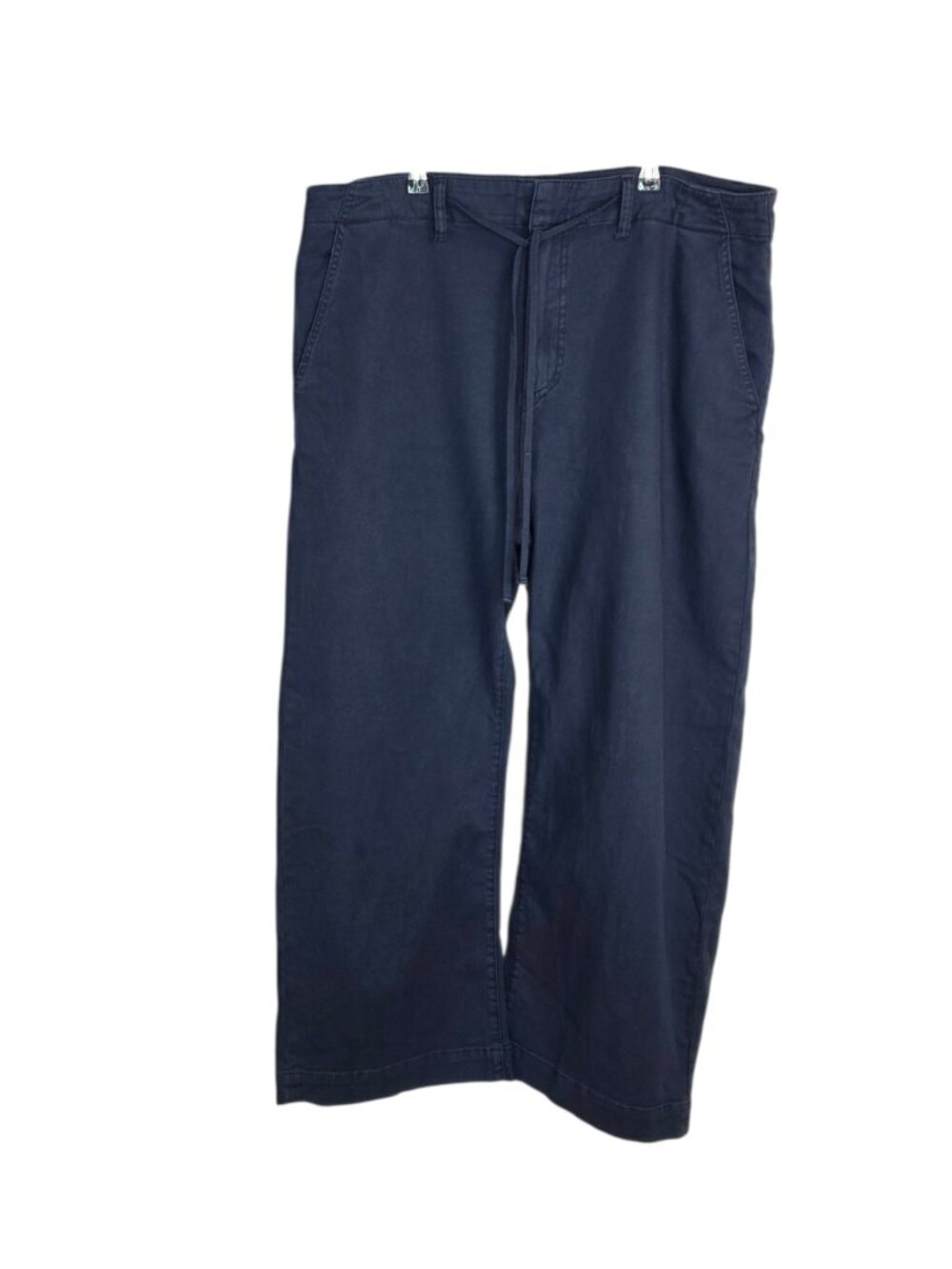 PAIGE Ariella Ankle Pant with Tie Waist, Navy Blue, Wide Leg, Size Womens 34